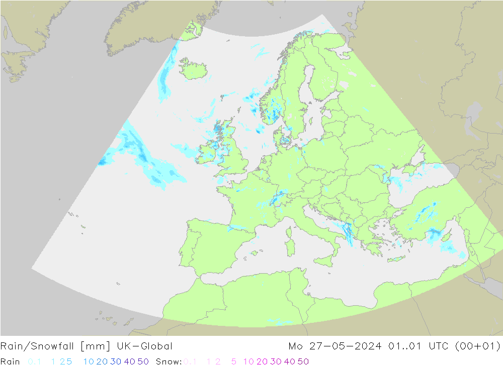 Rain/Snowfall UK-Global Mo 27.05.2024 01 UTC