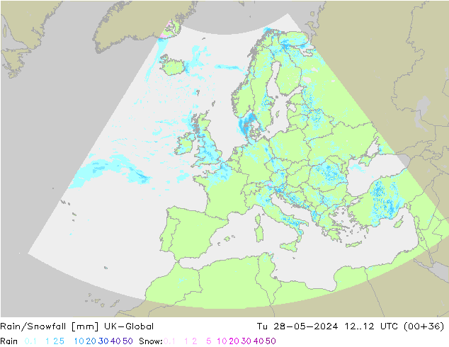 Rain/Snowfall UK-Global mar 28.05.2024 12 UTC