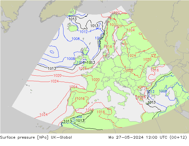 地面气压 UK-Global 星期一 27.05.2024 12 UTC