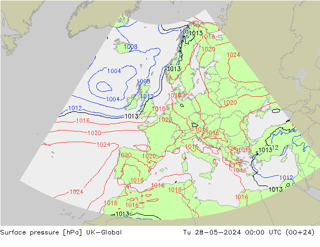 Presión superficial UK-Global mar 28.05.2024 00 UTC