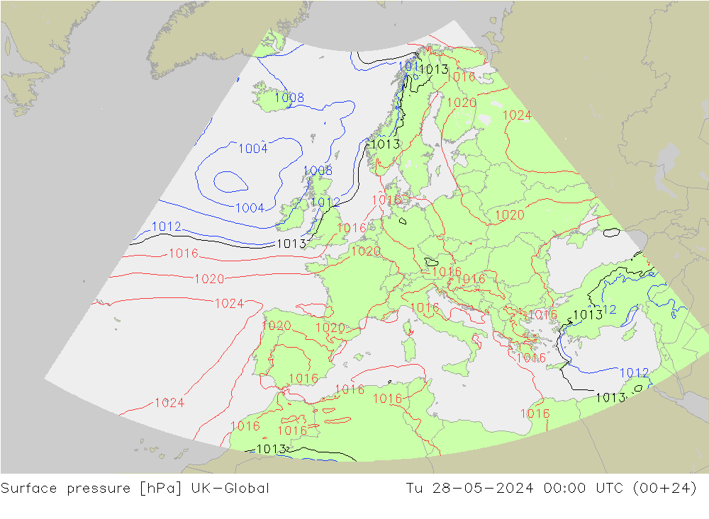 приземное давление UK-Global вт 28.05.2024 00 UTC