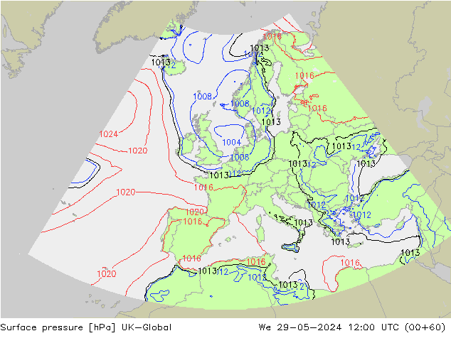 Yer basıncı UK-Global Çar 29.05.2024 12 UTC