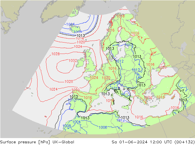 pression de l'air UK-Global sam 01.06.2024 12 UTC