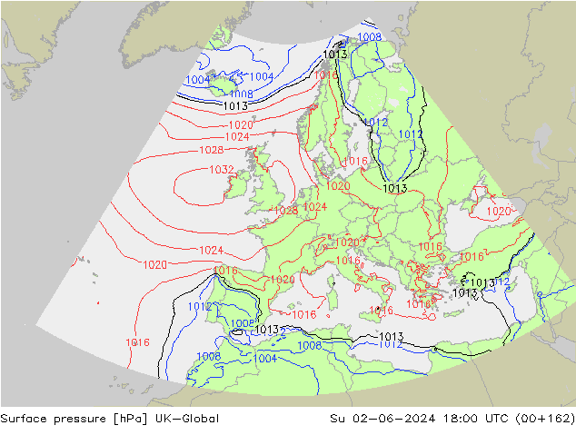 Luchtdruk (Grond) UK-Global zo 02.06.2024 18 UTC