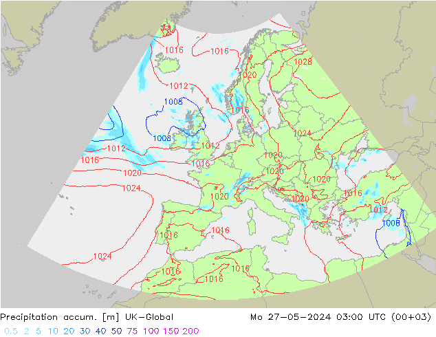 Totale neerslag UK-Global ma 27.05.2024 03 UTC