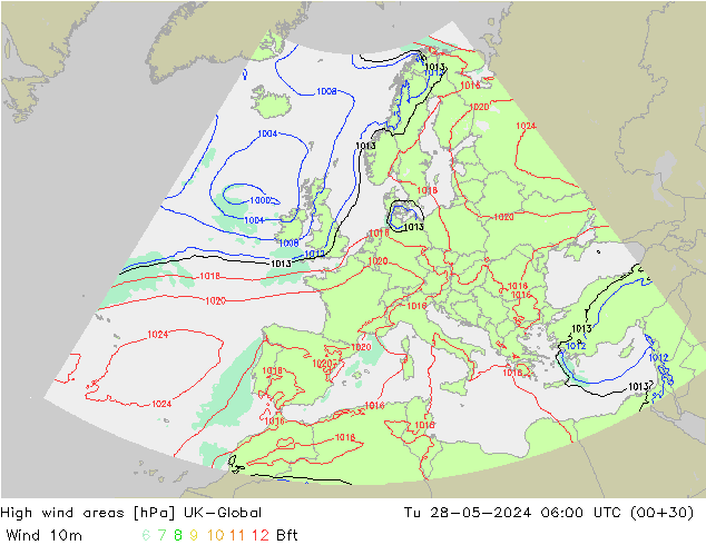 High wind areas UK-Global Tu 28.05.2024 06 UTC