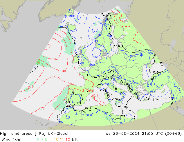 Izotacha UK-Global śro. 29.05.2024 21 UTC