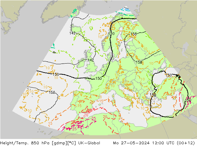 Height/Temp. 850 гПа UK-Global пн 27.05.2024 12 UTC