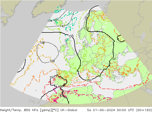 Height/Temp. 850 hPa UK-Global Sa 01.06.2024 00 UTC