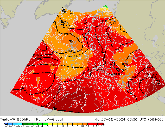 Theta-W 850hPa UK-Global Seg 27.05.2024 06 UTC