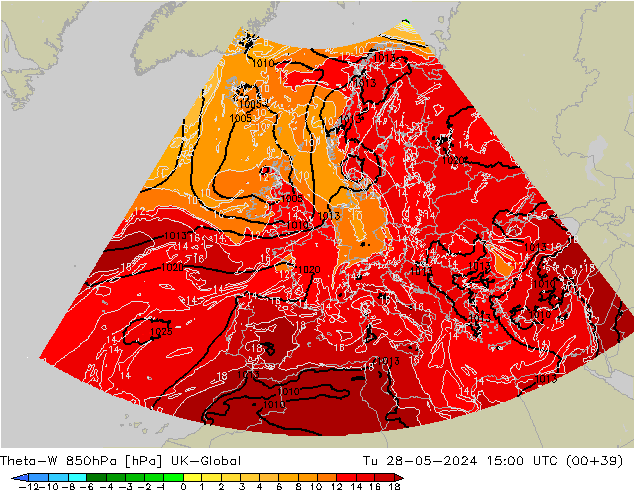 Theta-W 850hPa UK-Global Ter 28.05.2024 15 UTC