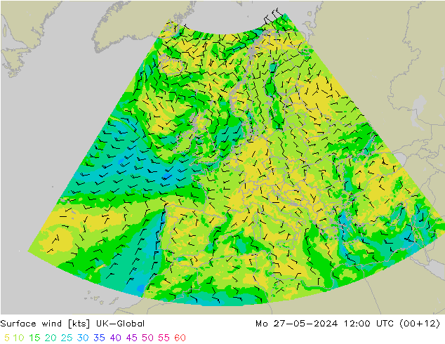 Surface wind UK-Global Po 27.05.2024 12 UTC
