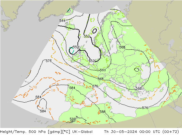 Height/Temp. 500 гПа UK-Global чт 30.05.2024 00 UTC