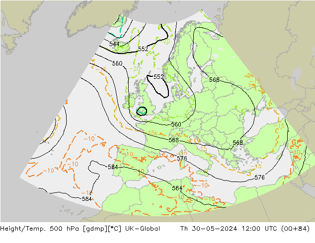 Hoogte/Temp. 500 hPa UK-Global do 30.05.2024 12 UTC
