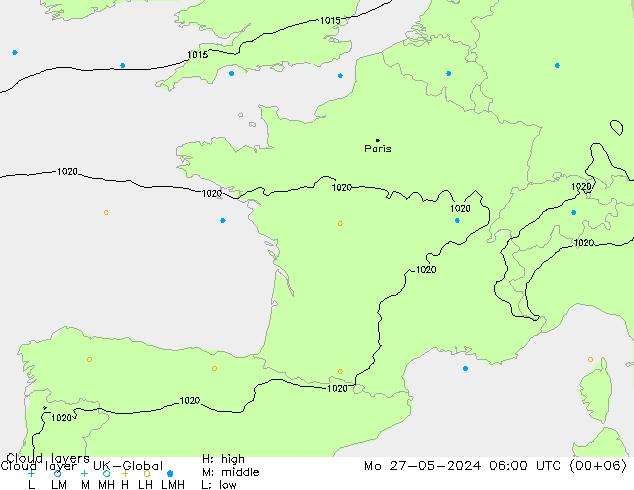 Cloud layer UK-Global Mo 27.05.2024 06 UTC