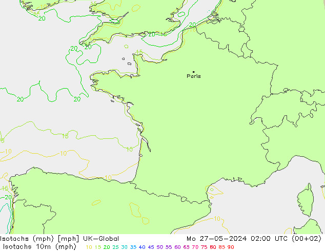 Isotachen (mph) UK-Global Mo 27.05.2024 02 UTC