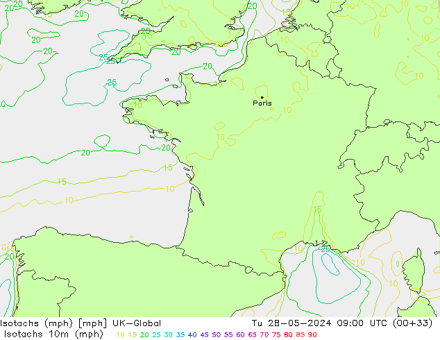 Isotachs (mph) UK-Global  28.05.2024 09 UTC