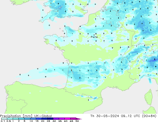 Précipitation UK-Global jeu 30.05.2024 12 UTC