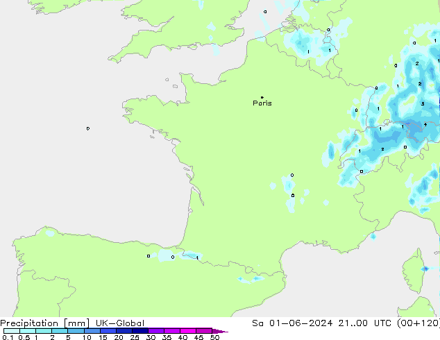 Srážky UK-Global So 01.06.2024 00 UTC