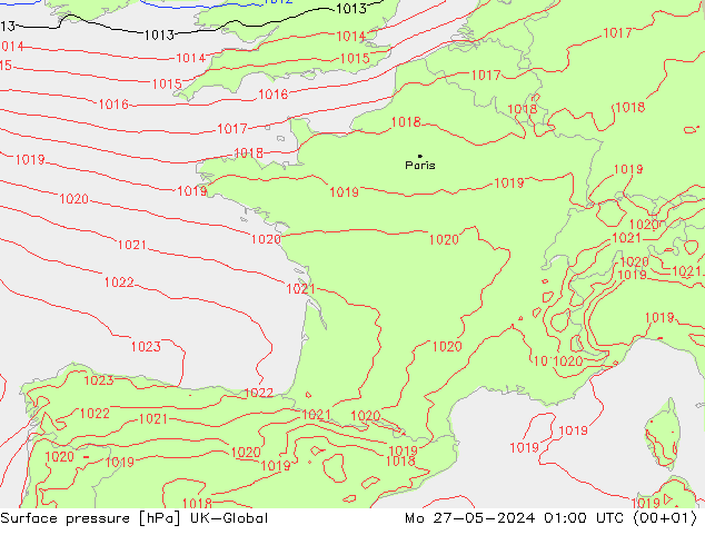 Luchtdruk (Grond) UK-Global ma 27.05.2024 01 UTC