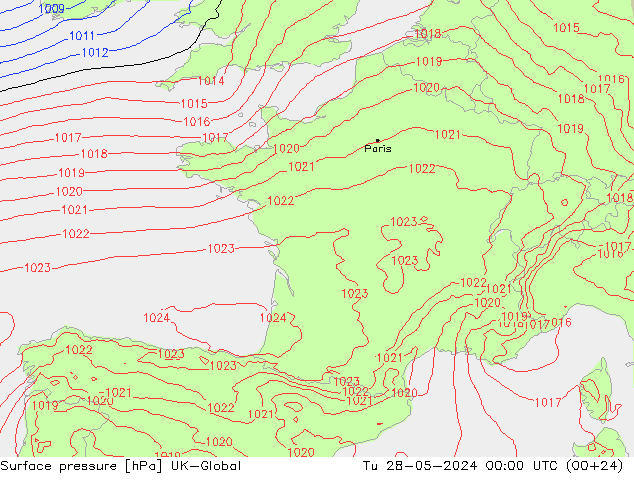 Luchtdruk (Grond) UK-Global di 28.05.2024 00 UTC