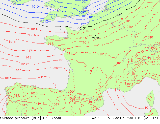 Yer basıncı UK-Global Çar 29.05.2024 00 UTC