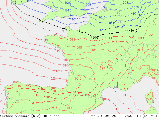 Yer basıncı UK-Global Çar 29.05.2024 12 UTC