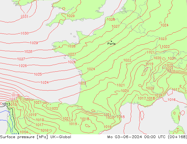 приземное давление UK-Global пн 03.06.2024 00 UTC