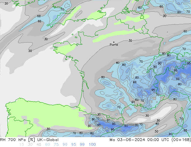 RH 700 hPa UK-Global  03.06.2024 00 UTC