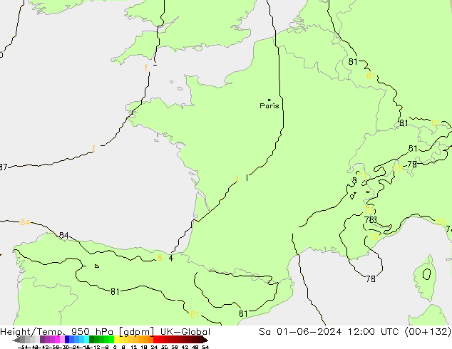 Height/Temp. 950 гПа UK-Global сб 01.06.2024 12 UTC