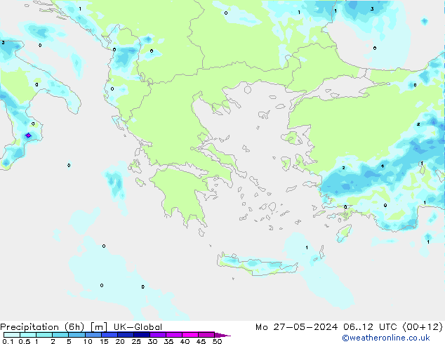 Precipitation (6h) UK-Global Po 27.05.2024 12 UTC