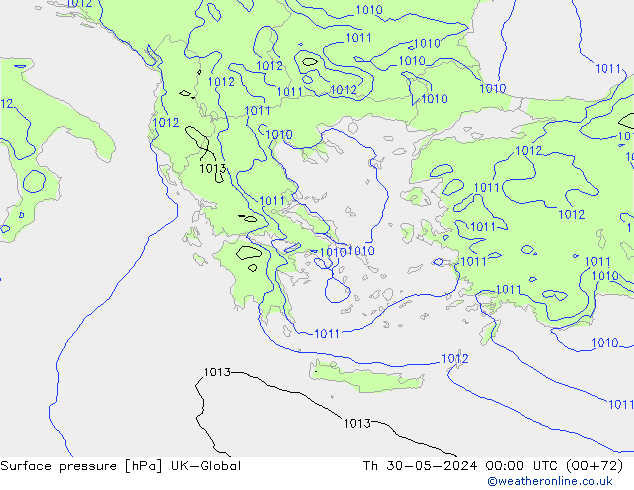 Surface pressure UK-Global Th 30.05.2024 00 UTC