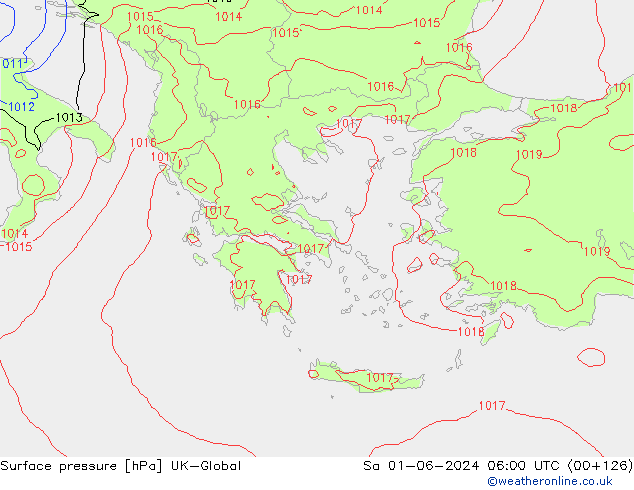 pression de l'air UK-Global sam 01.06.2024 06 UTC