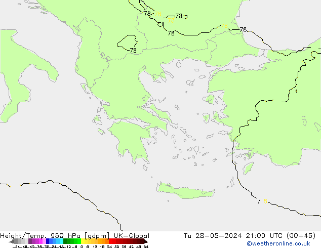 Géop./Temp. 950 hPa UK-Global mar 28.05.2024 21 UTC