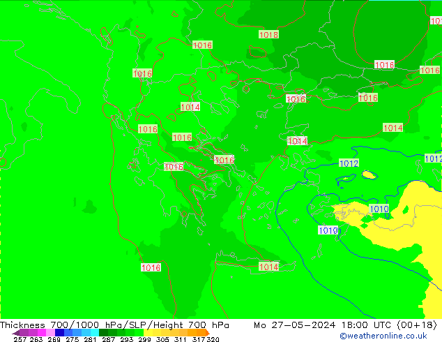 Thck 700-1000 hPa UK-Global Mo 27.05.2024 18 UTC