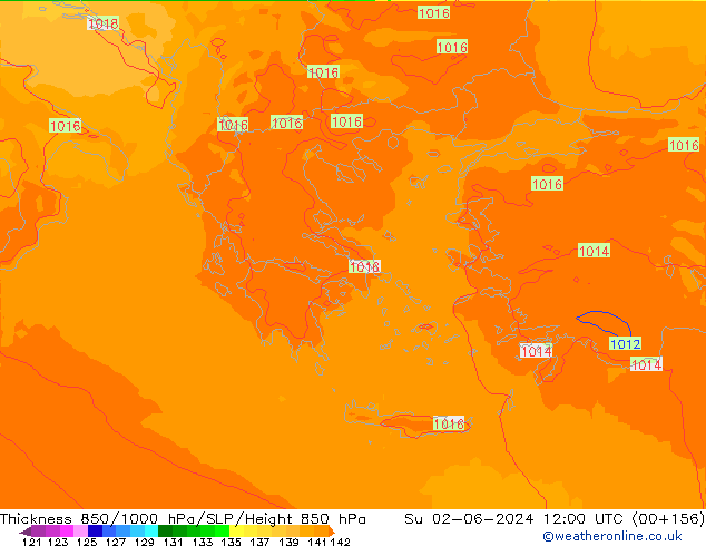 Thck 850-1000 hPa UK-Global Su 02.06.2024 12 UTC