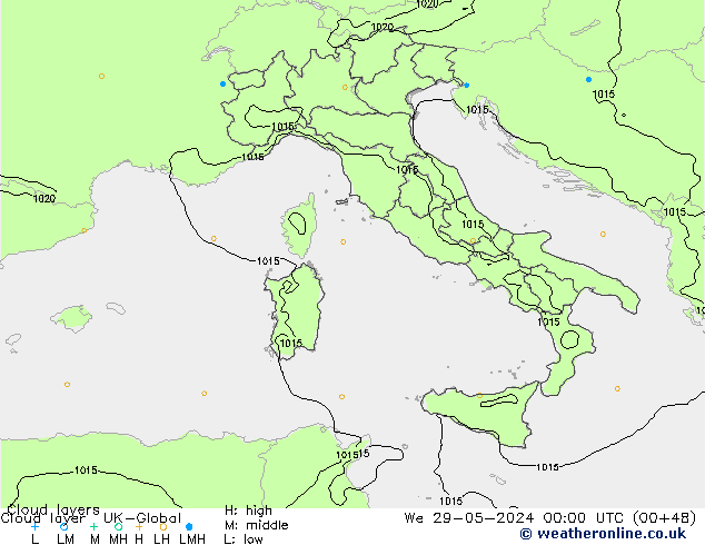 Cloud layer UK-Global mer 29.05.2024 00 UTC