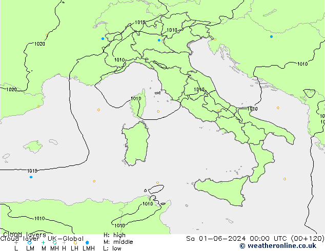 Cloud layer UK-Global Sáb 01.06.2024 00 UTC
