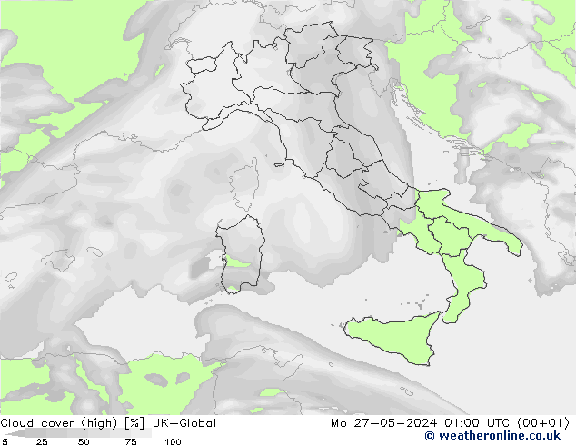 zachmurzenie (wysokie) UK-Global pon. 27.05.2024 01 UTC