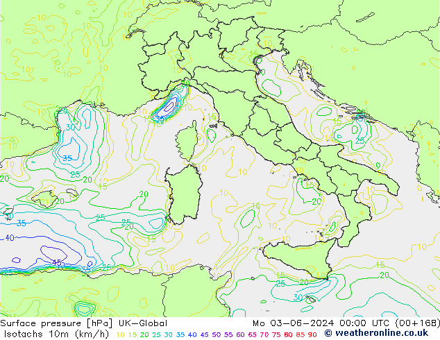 Isotachen (km/h) UK-Global Mo 03.06.2024 00 UTC