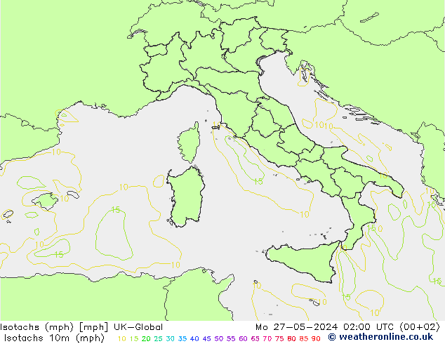 Eşrüzgar Hızları mph UK-Global Pzt 27.05.2024 02 UTC