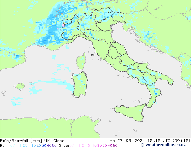 Regen/Sneeuwval UK-Global ma 27.05.2024 15 UTC