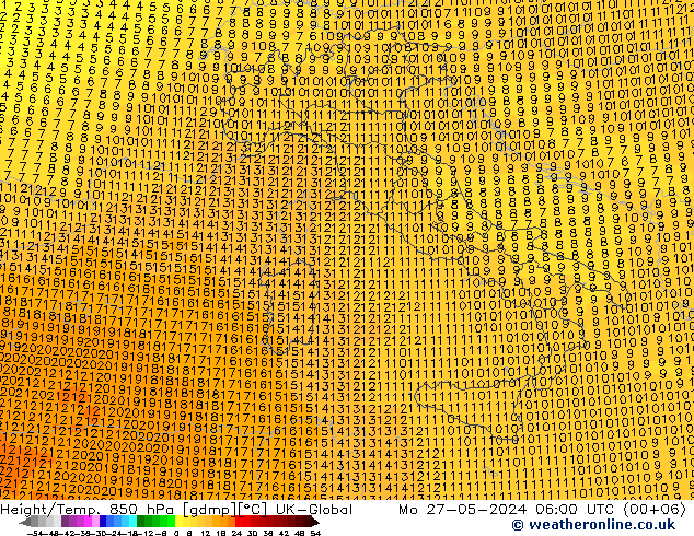 Height/Temp. 850 hPa UK-Global Po 27.05.2024 06 UTC