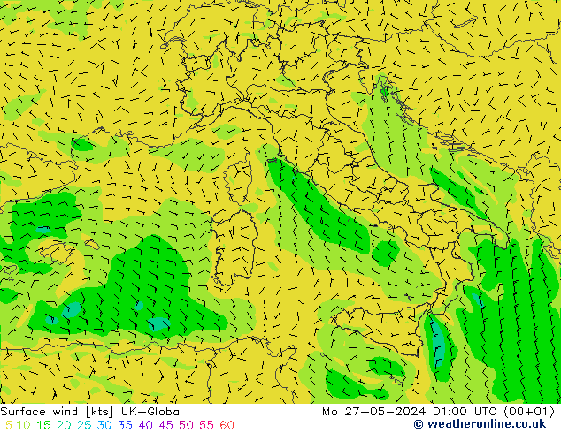 Surface wind UK-Global Mo 27.05.2024 01 UTC