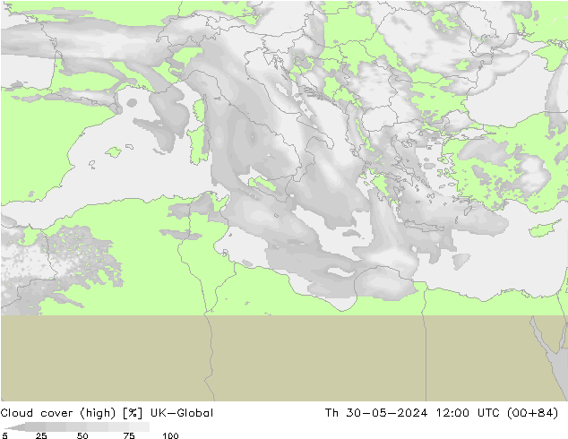 Nuages (élevé) UK-Global jeu 30.05.2024 12 UTC