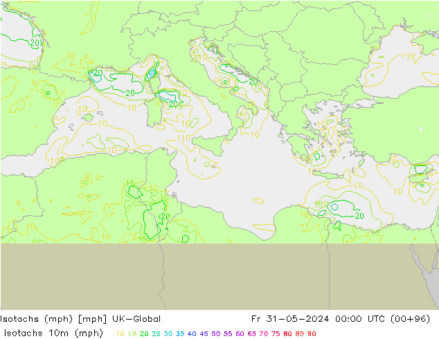 Isotachs (mph) UK-Global пт 31.05.2024 00 UTC