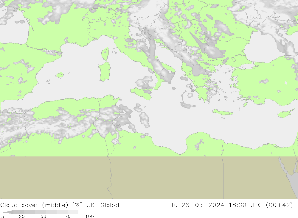 Cloud cover (middle) UK-Global Tu 28.05.2024 18 UTC