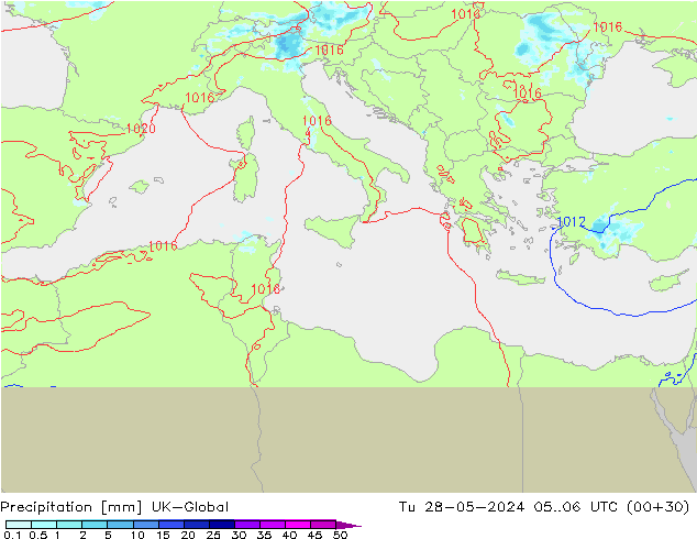 Precipitation UK-Global Tu 28.05.2024 06 UTC