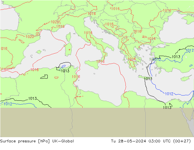 pression de l'air UK-Global mar 28.05.2024 03 UTC