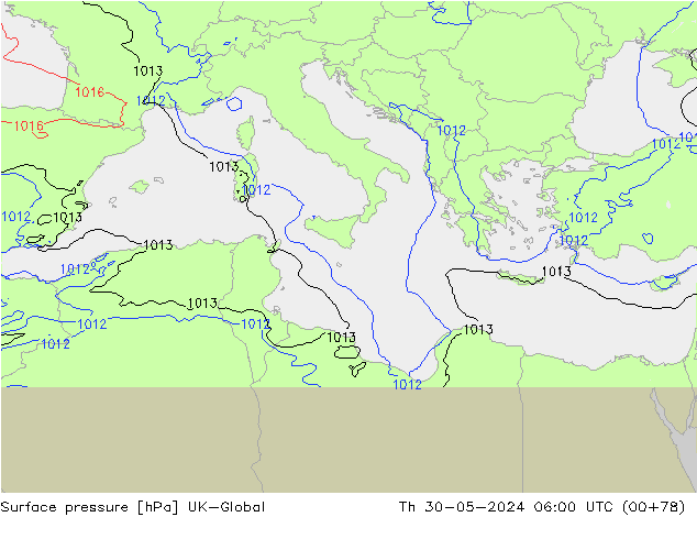 приземное давление UK-Global чт 30.05.2024 06 UTC